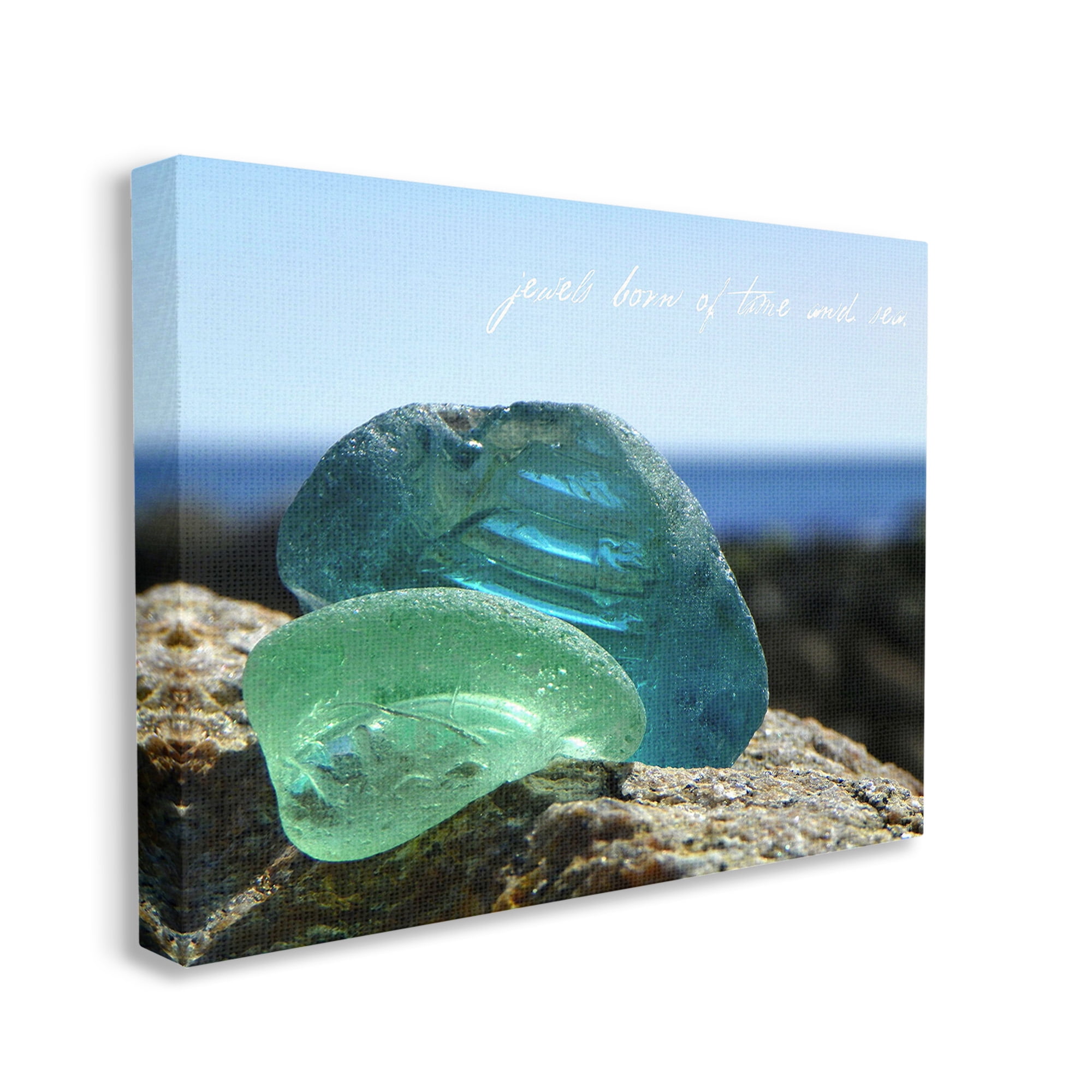 Stupell Industries Sea Glass Photography Phrase Typography Photography Gallery Wrapped Canvas Art Print Wall Art, 30 x 24