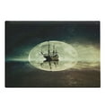 thumbnail image 1 of Ocean Cutting Board, Vintage Old Ship on Sea Moonlight Starry Night Sky Adventure Journey Theme, Decorative Tempered Glass Cutting and Serving Board, Large Size, Umber Dark Blue White, by Ambesonne, 1 of 1