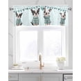 thumbnail image 2 of Turquoise Dogs Linen Curtain Valance for Bedroom/Bathroom/Kitchen/Living/Dining Room Window,Animal Pet Celebration Bohemian Polka Dots Pocket Topper Drapes Decorative Cafe Drapery Panel 54"x18", 2 of 6