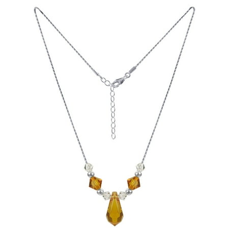 Jolees Jewels Swarovski Elements - Gem Avenue Sterling Silver Yellow Crystal Necklace 16 inch Made with Swarovski Elements