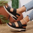 thumbnail image 4 of Rokment Womens Sparkly Rhinestones Ortho Walking Sandals with Arch Support Comfortable Fashion Casual Leather Memory Foam Platform Wedge Slingback Dressy Non Slip Work Summer Shoes Black Size 6, 4 of 8