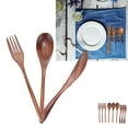 thumbnail image 5 of Ensemble de Vaisselle en Bois, Style Japonais Couverts Réutilisables de Voyage Couverts de Camping Fourchette Cuillère en Bois Naturel avec Sac de Rangement Rouge, 5 of 5
