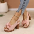 thumbnail image 6 of BADHUB Womens Open Toe High Block Heels Sandals with Bow Chunky Heeled Sandals Dressy Casual Comfortable Slingback Dress Shoes Pink 42, 6 of 6