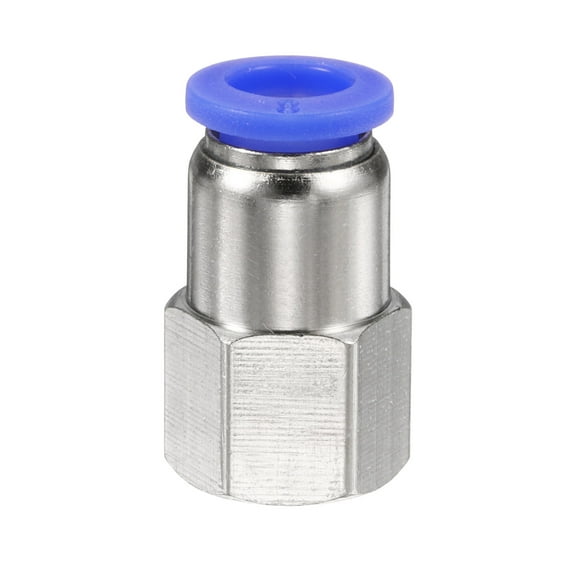 Uxcell Push to Connect Fittings 8mm Tube OD x 1/4" NPT Thread Female Straight Pneumatic Tube Fittings PCF8-N02 Quick Connect Air Line Fittings Air Hose Fittings, Blue