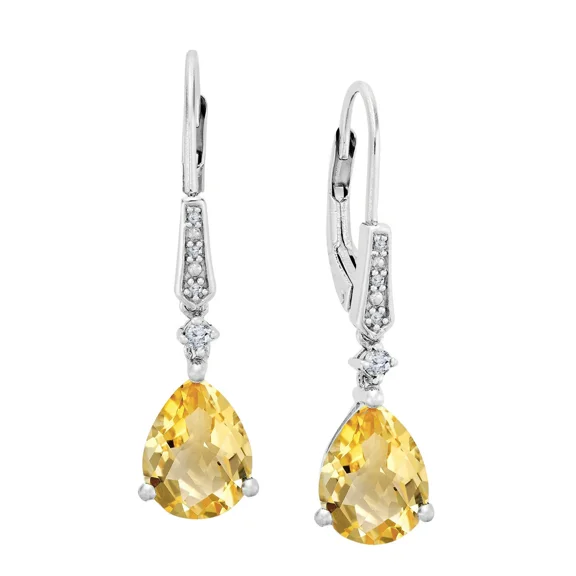 3.00 Ct Pear-Shaped Sapphire & Round Moissanite Drop Earrings – 925 Sterling Silver – Elegant Dangle Earrings for Women