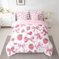 thumbnail image 2 of jejeloiu Cute Bowtie Bow 7-Piece Twin Bedding Sets,Sweet Strawberry Fruit Bedding Comforter Set,Pink Bowknot Sheet Sets For Girls Kids,Super Cozy Room Decor Reversible, 2 of 8