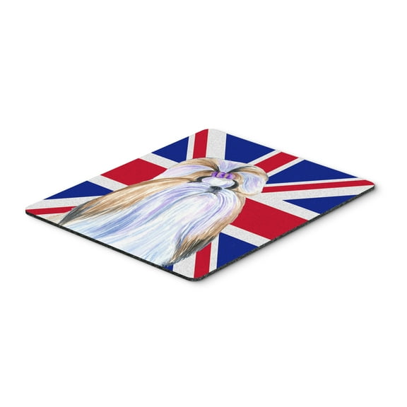 "Shih Tzu with English Union Jack British Flag Mouse Pad Hot Pad or Trivet"