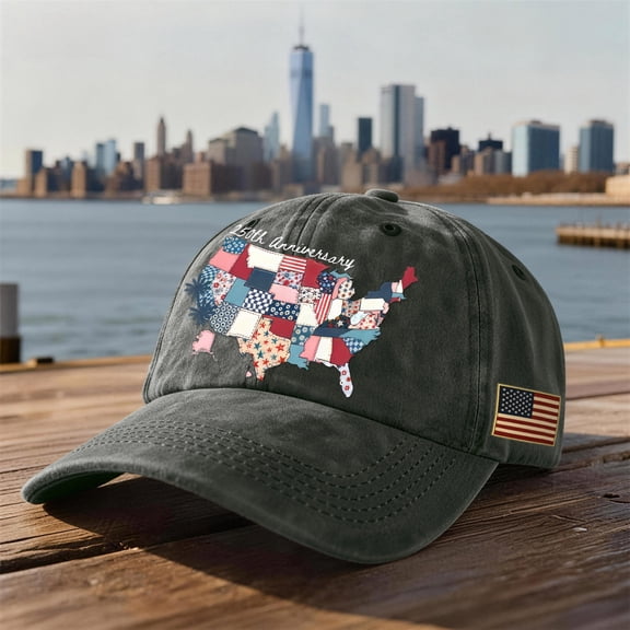 JIUWEN 250 Anniversary USA Hat - 250 Years American 1776-2026 Commemorative Map Style Patriotic Baseball Cap,Adjustable Vintage Cotton Hats-Army Green