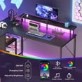 thumbnail image 6 of Eunos 53 inch L Shaped Gaming Desk with Power Outlets & LED Light, Computer Desk with 4 Tiers Drawers for Home Office, Black, 6 of 9