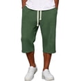 thumbnail image 2 of Men's Baggy Sweat Shorts Cotton Long Below Knee Fleece Capri Shorts Athletic Casual 3/4 Pants with Pockets,L, 2 of 7