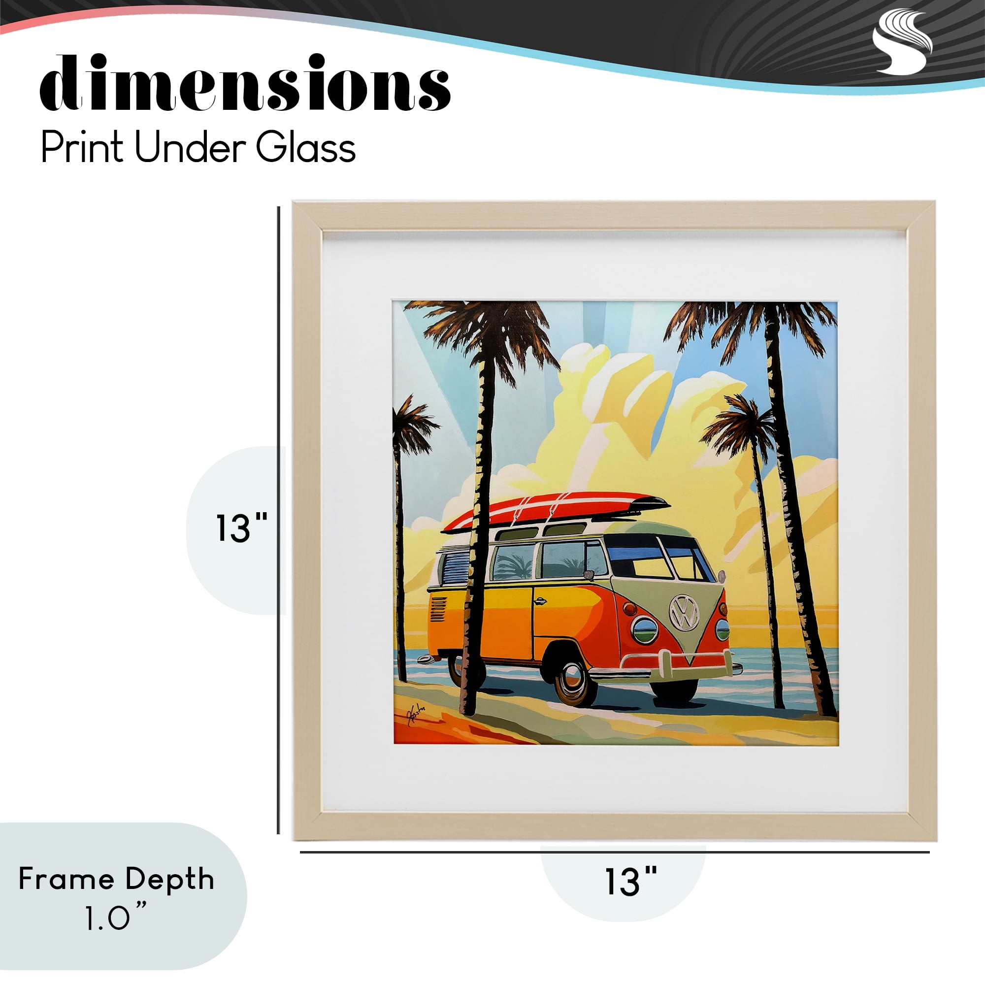Stupell Industries Road Trip Beach Van Birch Framed Print Under Glass, design by John Jaster