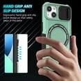 thumbnail image 4 of for iPhone 13 Case with Camera Sliding Cover, [Compatible with MagSafe] with Magnetic Ring Kickstand, Military Grade Heavy Duty Protection Phone Case for iPhone 13, Lightgreen, 4 of 10