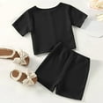thumbnail image 4 of Baby Girl Outfits Summer Girls Boys Short Sleeve Casual Ribbed Tops Shorts Set Kids Clothes Black 12 Months-18 Months, 4 of 6
