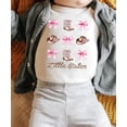 thumbnail image 4 of Little Sister Baby Girl Bodysuit Pink Western Cowgirl Bows Boots Hats Cute Sibling Outfit Natural Bodysuit 6 Months, 4 of 7