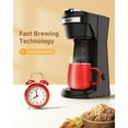 thumbnail image 3 of Single Serve Coffee Maker for K Cup Pod & Ground Coffee 2 in 1, K Cup Coffee Machine 14 oz Brew Size, Mini Single Cup Coffee Pod Fast Brew, Reusable Filter, Black, 3 of 7