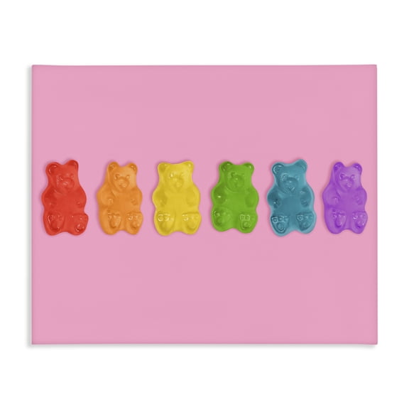 Stupell Industries Contemporary Rainbow Gummy Bears on Pink Canvas Art, 20 x 16, by LISH Creative