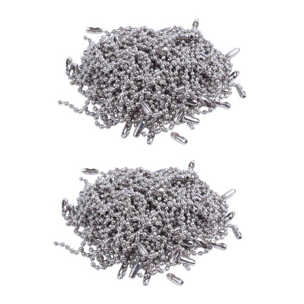 200 Piezas Cadenas de 10cm de Longitud de Bolas de 2,4mm de Acero Inoxidable de Tono de Plata