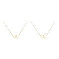 thumbnail image 1 of Sonducket Gargantilla clásica de plata de ley para mujer, collar con colgante de doble corazón, color dorado Oro 2Conjunto, 1 of 6