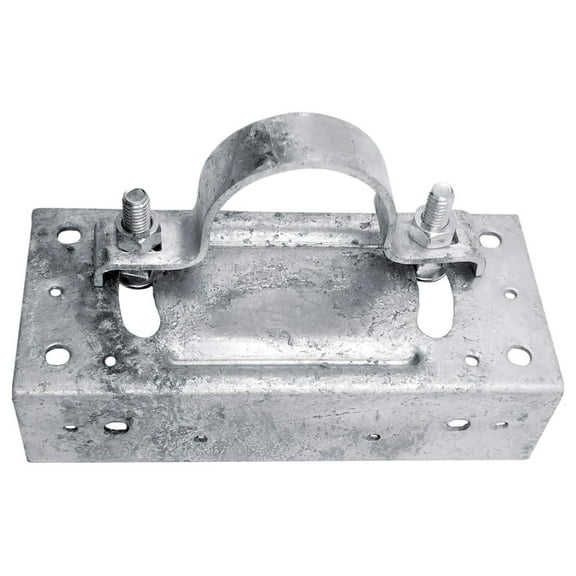 Wood to Round Steel Fence Post Adapter - Galvanized Steel Clamp, Adjustable, Rust Resistant 1-7/8" Diameter Post