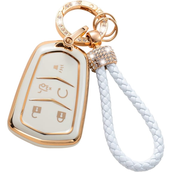 Key Fob Cover Compatible with Fit for Cadillac Escalade CTS SRX XT5 ATS CT6 5 Buttons Soft TPU Keychain Case Holder Protector