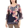 JM Collection Women's Printed Studded Tunic Blue Size X-Large