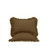 The Great American Store Premium Collections 2PC Ruffle Pillowshams (Euro 24 x 24, Taupe) 1800 Series Microfiber Wrinkle & Stain Resistant