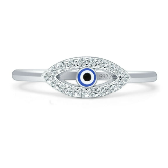 Evil Eye Band Ring Minimalist 925 Sterling Silver Size 10
