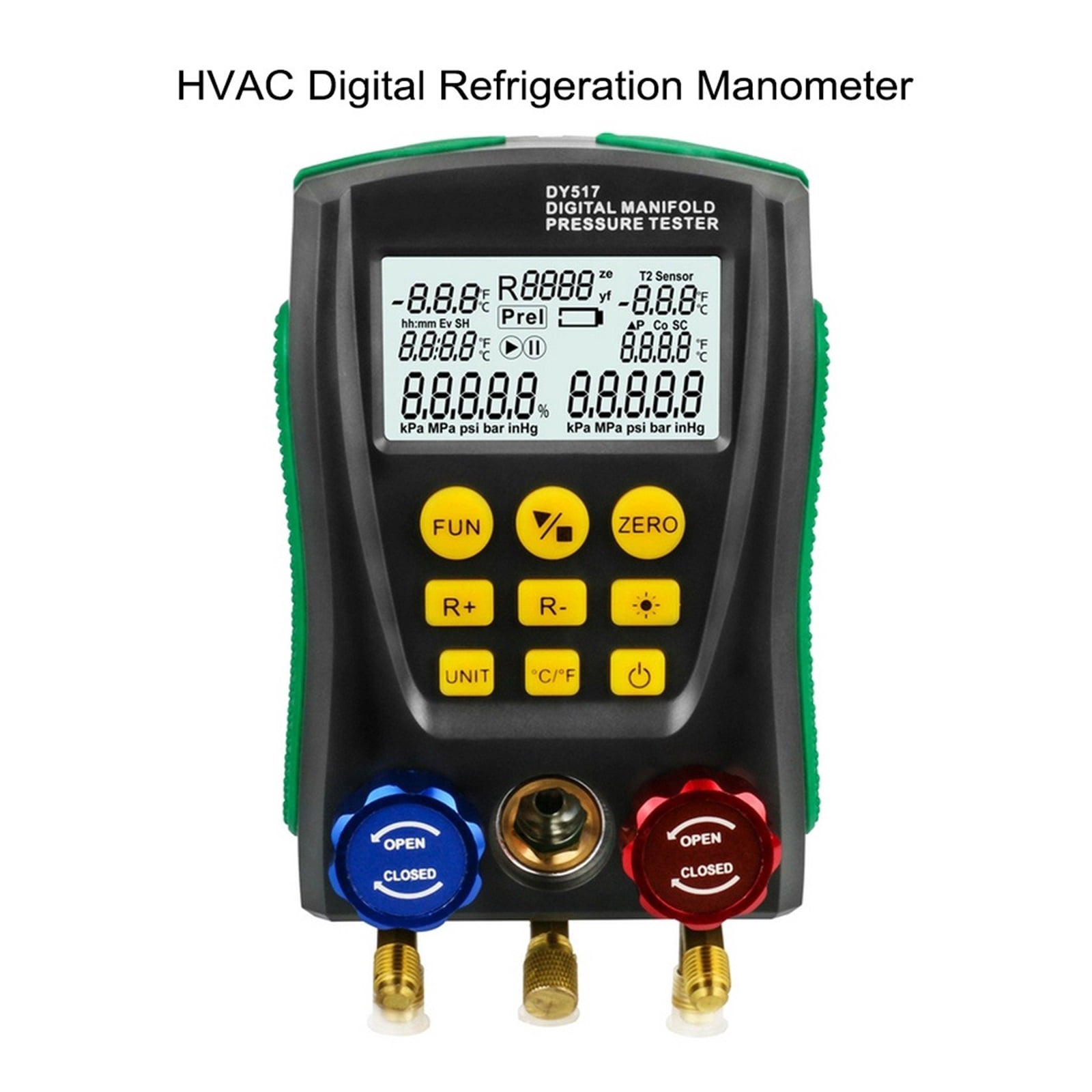 Pressure Gauge Refrigeration Digital Vacuum Pressure Manifold Tester Meter HVAC Temperature Tester Valve Tool Kit ,Easy to Use