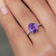 thumbnail image 4 of Gem Stone King 925 Silver and 10K Yellow Gold Purple Amethyst and White Lab Grown Diamond Engagement Ring for Women | 4.13 Cttw | Oval 12X10MM | Gemstone February Birthstone | Size 7, 4 of 6