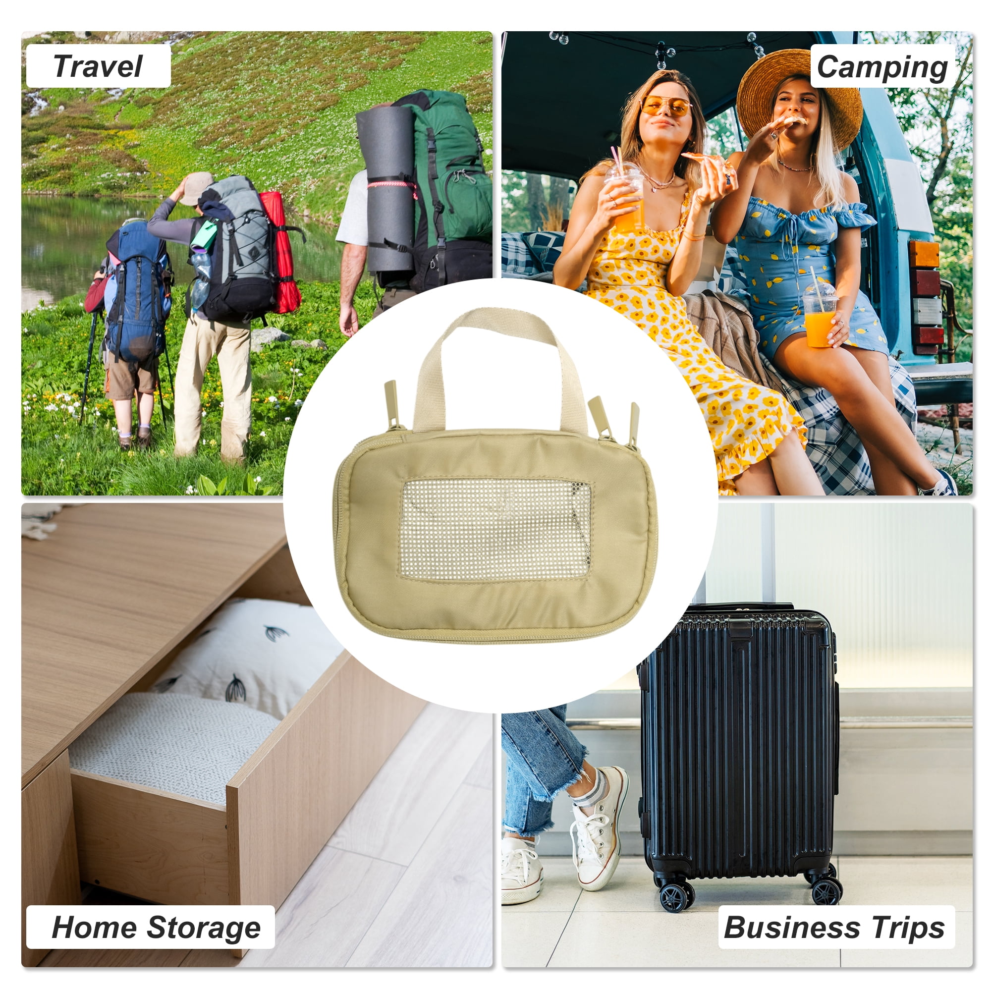 Unique Bargains Portable Packing Cube 1pc Organizer Khaki 7.48"x4.72"x4.72"