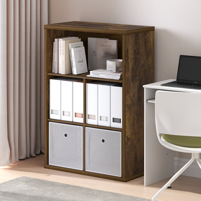 Furinno CUBICLE Organisateur de Rangement à Dos Fermé 5 Cubes en Pin Ambré