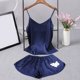thumbnail image 2 of Gibobby Pijama De Mujer Mujeres Casual Sexy Home Thin Suspender Chaleco Pijamas de dos piezas Traje de pijamas(Marina,G), 2 of 3