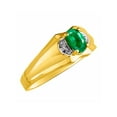 thumbnail image 3 of RYLOS Mens Rings Yellow Gold Plated Silver Classic Design 7X5MM Oval Gemstone & Diamond  Emerald May Birthstone Ring Size 13, 3 of 6