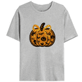 thumbnail image 3 of Women’s Halloween Fashion T-Shirt, Pumpkin with Bow and Dark Skull Bat Graphic, Cotton Casual, S-4XL, 3 of 6