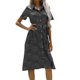 thumbnail image 2 of VISgogo Vestido de manga corta para mujer con estampado de moda, botón de solapa, vestido de longitud media con cinturón VISgogo  moda, 2 of 7