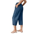 thumbnail image 4 of BUIGTTKLOP Capris Pants for Women Casual Summer 2026 Straight Wide Leg Loose Drawstring Elastic Waist Cropped Trouser, 4 of 6
