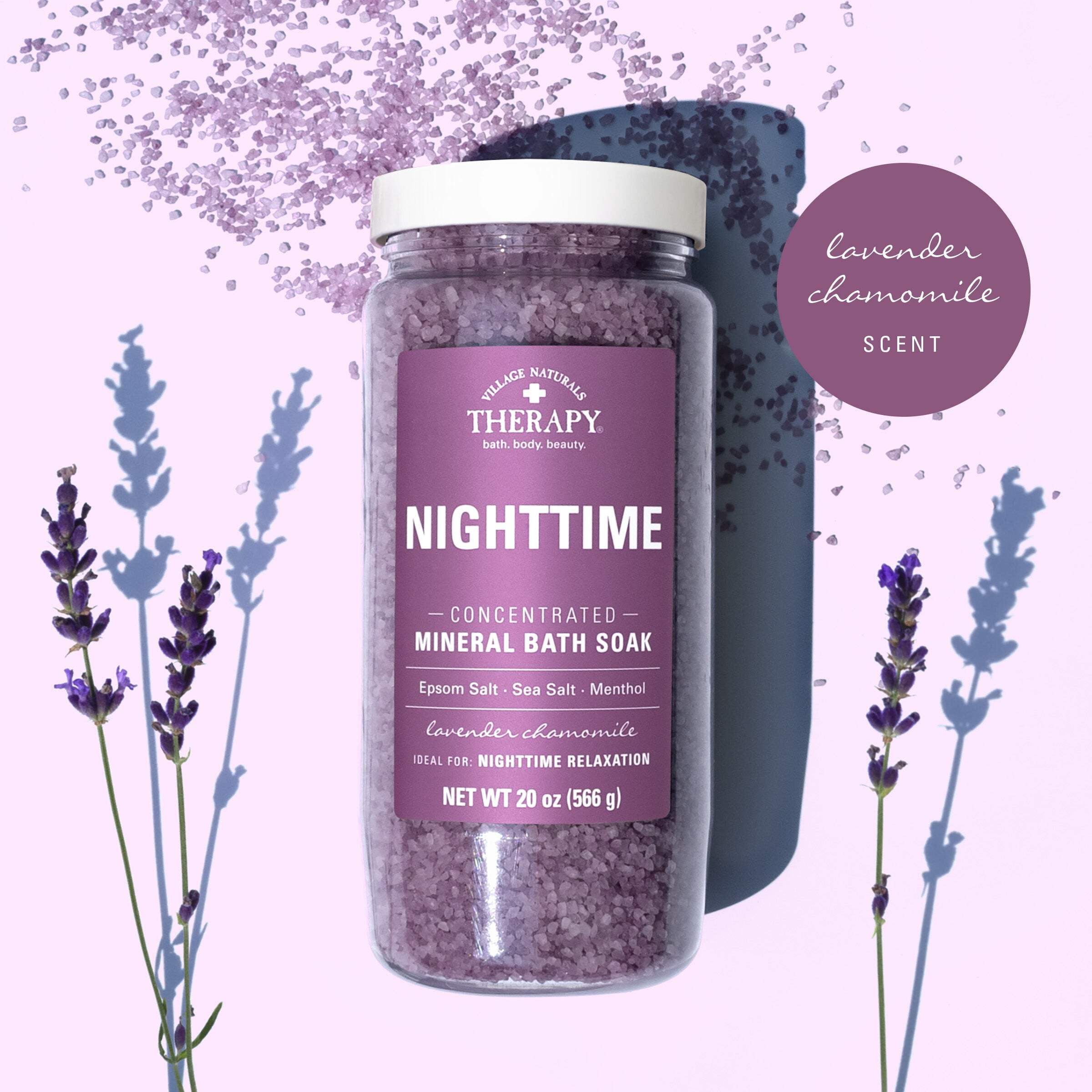 (4 pack) Village Naturals Therapy Nighttime Relief Concentrated Mineral Bath Soak