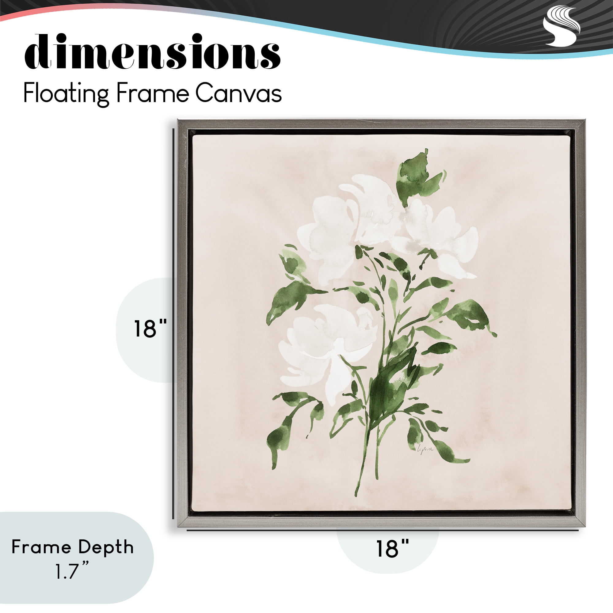 Stupell Industries White On Tan Blossom Gray Framed Floater Canvas Wall Art, design by Lucille Price