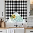thumbnail image 4 of Black White Plaid Kitchen Window Curtains, Swag Curtains Valance for Bedroom Living Room Bathroom, Gradient Geometric Buffalo Checkered Rod Pocket Window Curtain Block Drapes 2 Panels 36"x36", 4 of 9