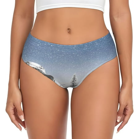 Uemuo Snowman And Christmas Tree Pattern Women s Cotton Underwear Full Coverage Briefs Soft Stretchy Breathable Underwear Brief-X-Large
