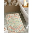 thumbnail image 3 of Wonnitar 2'x3' Bohemian Floral Medallion Area Rug,Oriental Distressed Small Bath Rug Country Vintage Doormat Faux Wool Non-Slip Washable Low-Pile Carpet for Bathroom Kitchen Laundry Room Decor, 3 of 7