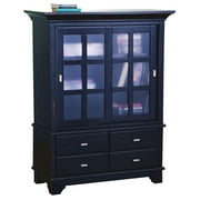 Home Styles Tall Sliding Door Cabinet, Antique Black