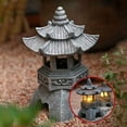 thumbnail image 1 of Estatuas de linterna de pagoda con energía solar, adornos de jardín de luz de pagoda de estilo japonés, pagoda vintage iluminada independiente decorativa para césped, 1 of 1