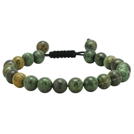 African Turquoise Crystal Bracelet - 8mm Beaded Bracelet and Healing Stones