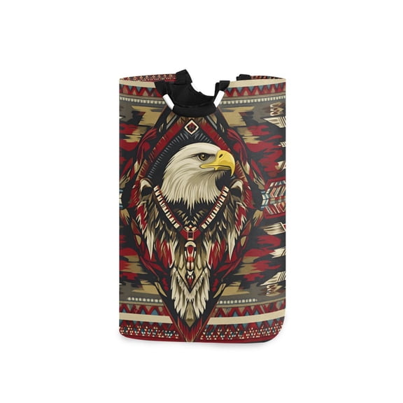 Yayeee Freestanding Laundry Hamper with Handle Collapsible Large Storage Basket for Clothes, Red Abstract Eagle