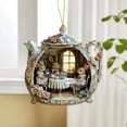 thumbnail image 3 of 2D Acrylic Ornament with Floral Patterns and Rabbit Tea Party Scene for Decorating Any Space, 3 of 9