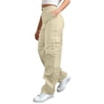 thumbnail image 2 of Pantalones Cargo Mujer Pierna Ancha Elástico Talle Alto Ligero Pantalones De Senderismo Casual Holgado Moda Ropa De Calle Y2k Trajes, 2 of 7
