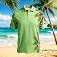 thumbnail image 4 of Mens Golf Polo Shirts Short Sleeve Button Down Mens Performance Polos,Green,2XL, 4 of 5