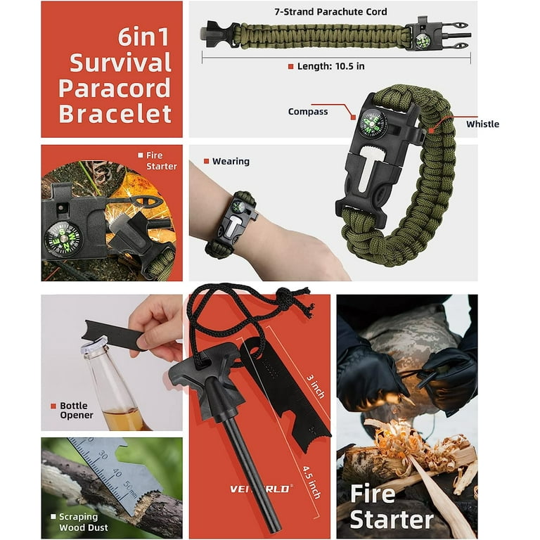 Gifts for Men Dad Husband, Survival Kits 27 in 1 Camping Accessories  Tactical Gear Fishing Equipment for Camping Hiking Hunting Outdoor  Adventure
