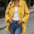thumbnail image 3 of Zefriona Womens Fringe Denim Jacket Long Sleeve Button Front Jean Coat Top Yellow Size XL, 3 of 8